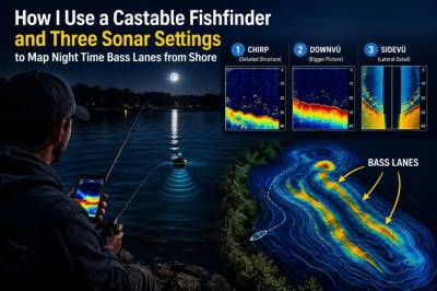 How i use a castable fishfinder and three sonar settings to map night-time bass lanes from shore