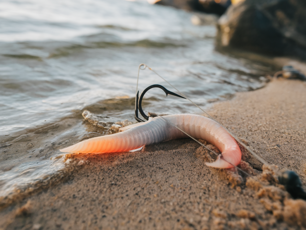 Exact step-by-step shore rig for presenting whole lugworm on soft sand to outfish local anglers for sole