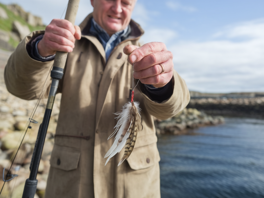 how i rig a feathered teaser to stop mackerel thefts and trigger pollack in rocky welsh harbours
