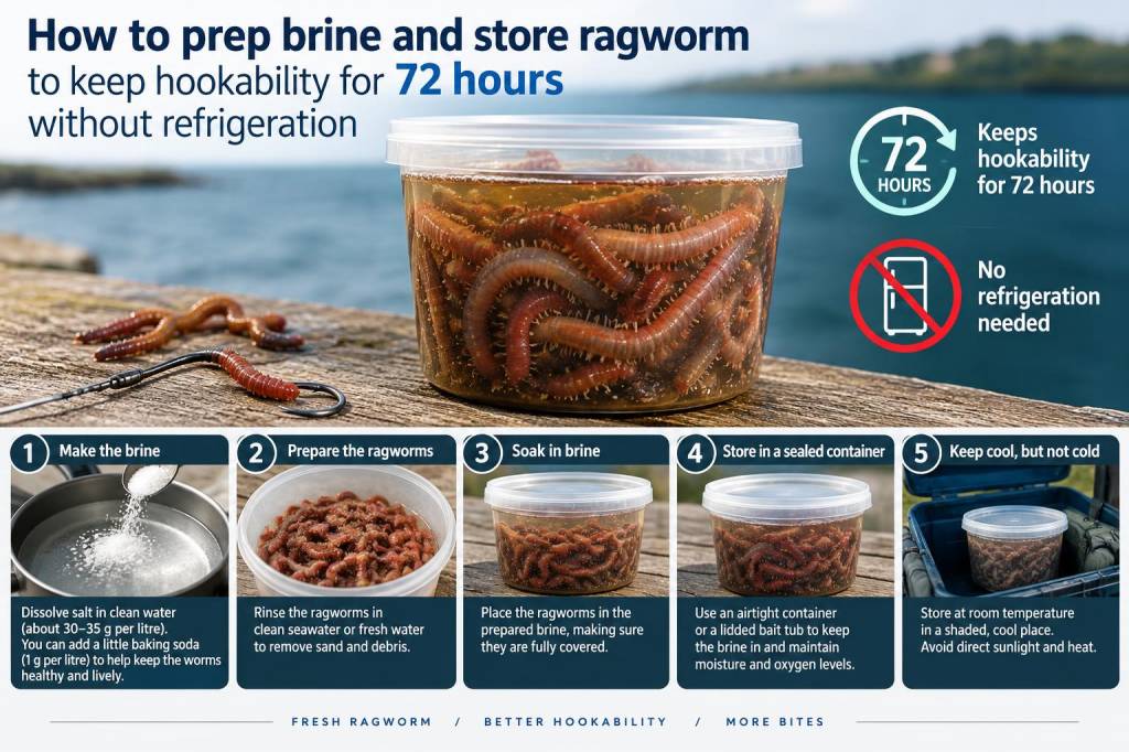 How to prep, brine and store ragworm to keep hookability for 72 hours without refrigeration